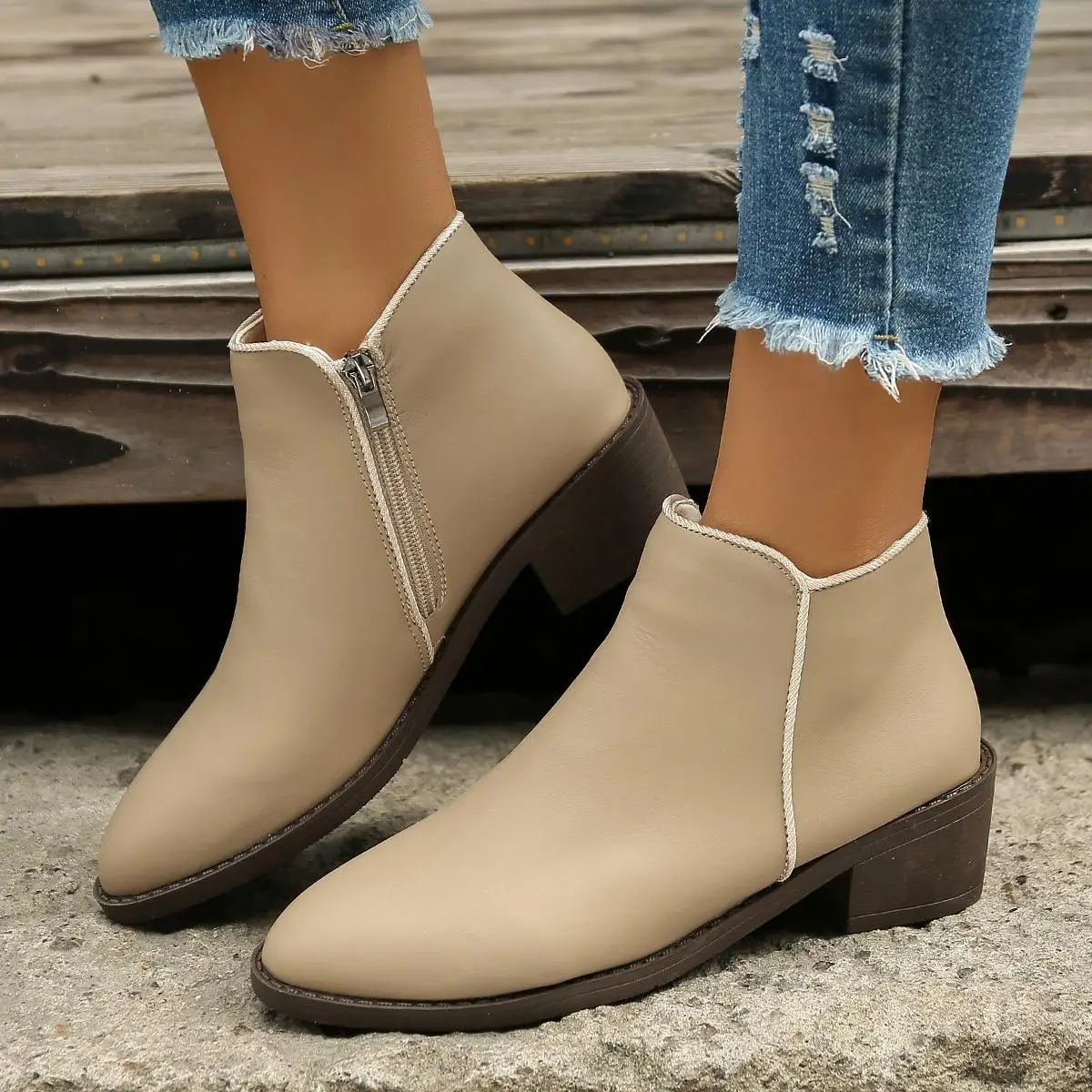 Ankle Boots Women Chunky Mid Heel Shoes Waterproof Side Zipper Boots Autumn Winter
Ankle Boots Women Chunky Mid Heel Shoes Waterproof Side Zipper Boots Autumn Winter