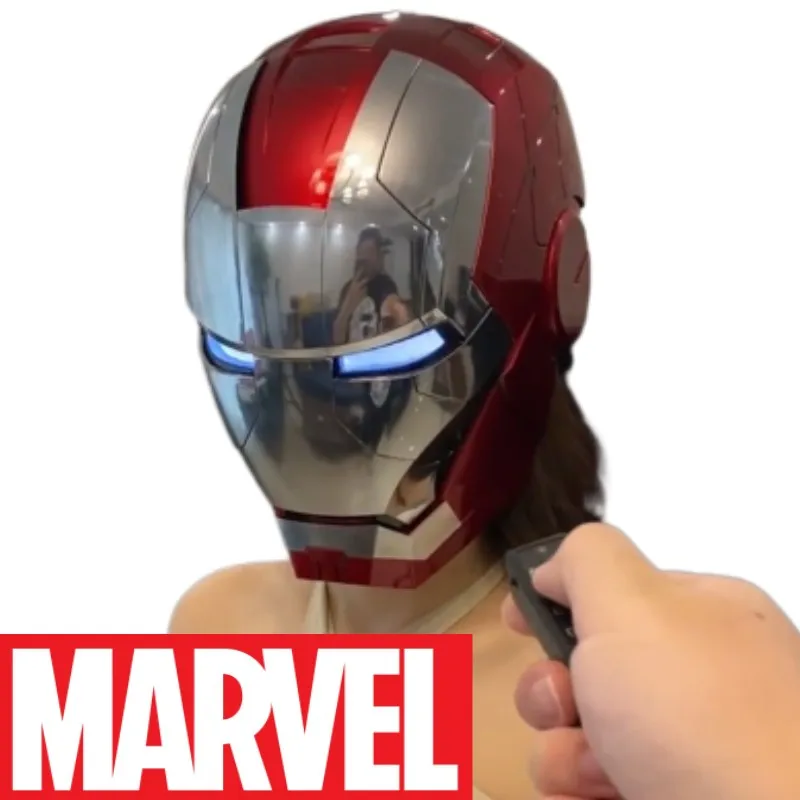 

Iron Patriot Helmet Blue Cosplay 1:1 Mk5 With Led War Machine Electric Helmet Open Close English Voice Remote Control Model 2023