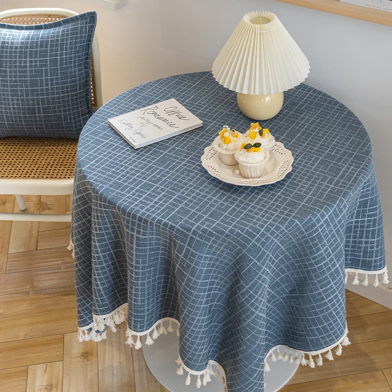 Blue light luxury cover cloth circular coffee table cushion small tablecloth
Blue light luxury cover cloth circular coffee table cushion small tablecloth