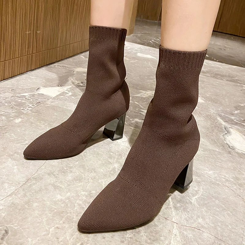 Women Ankle Chunky Stretch Boots Knitting Mid Heels Shoes 2022 Winter New Fashion Weave Pointed Toe Chelsea Women Boots Mujer
Women Ankle Chunky Stretch Boots Knitting Mid Heels Shoes 2022 Winter New Fashion Weave Pointed Toe Chelsea Women Boots Mujer