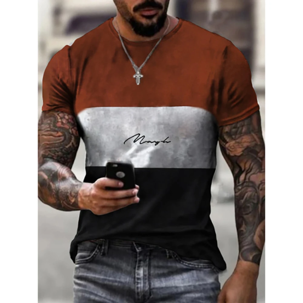 Men's Retro Casual Short Sleeve T-Shirt Street Fashion O Neck Stitching Color 3D Printing Pullover Loose Plus Size Shirt 2022
Men's Retro Casual Short Sleeve T-Shirt Street Fashion O Neck Stitching Color 3D Printing Pullover Loose Plus Size Shirt 2022