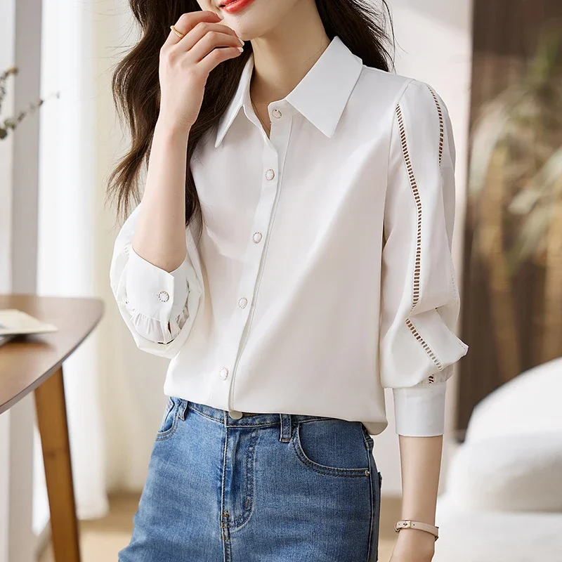 Simple Yet Chic Solid Color Ladies' Button-Up Shirt for Any Occasion Elegant and Versatile Women's blouses with French Style
Simple Yet Chic Solid Color Ladies' Button-Up Shirt for Any Occasion Elegant and Versatile Women's blouses with French Style