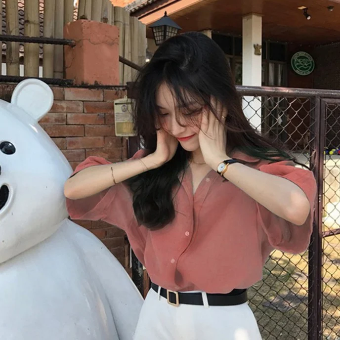 Solid Color Loose Slimmer Look Half-Sleeved Shirt Korean Version Lapel Top Girls Clothing Plus Size Clothes Must
Solid Color Loose Slimmer Look Half-Sleeved Shirt Korean Version Lapel Top Girls Clothing Plus Size Clothes Must