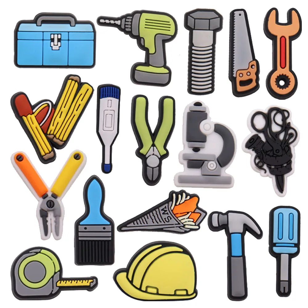 Wholesale 50Pcs Handle Hammer Engineering Pliers PVC Shoe Charms Designer Clog Decorations Fit Croc Jibz DIY Writband Kids Gift
Wholesale 50Pcs Handle Hammer Engineering Pliers PVC Shoe Charms Designer Clog Decorations Fit Croc Jibz DIY Writband Kids Gift