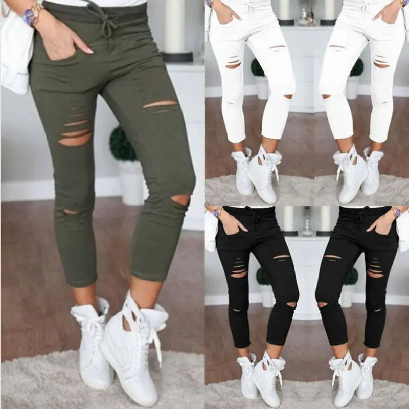 Women Casual Pencil Pants Holes Cotton Ankle-Length Casual Trousers Women Leggings Hole Stretch Black Ripped Jeans Plus Size
Women Casual Pencil Pants Holes Cotton Ankle-Length Casual Trousers Women Leggings Hole Stretch Black Ripped Jeans Plus Size