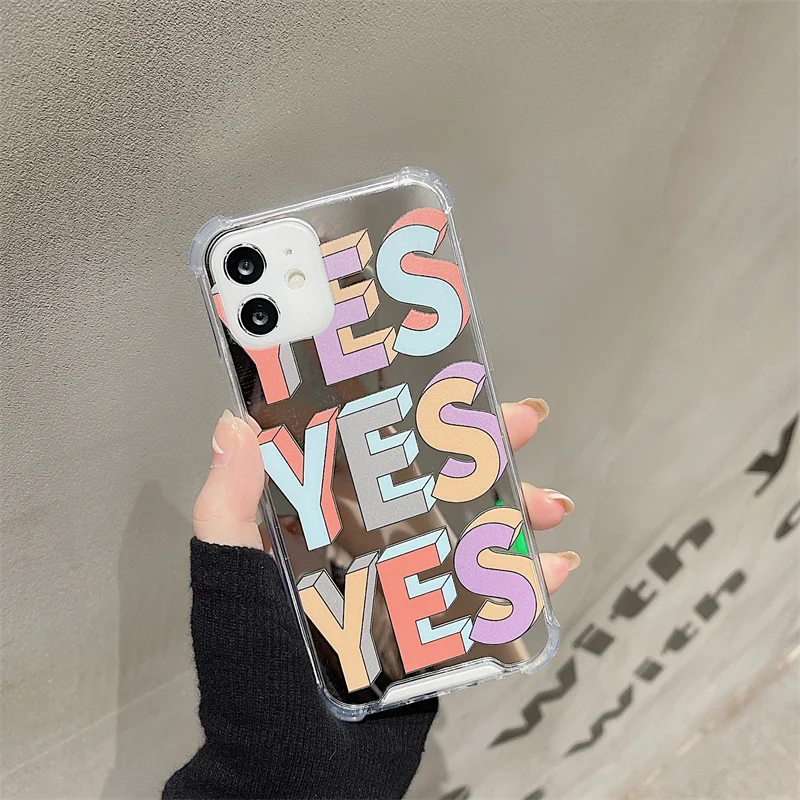 Confident English Yes Letter Mirror Fashion Full Edge Anti-fall Cover For iphone 11 12 13 Mini Pro XR Xs Max 7 8 Plus Phone Case 
Confident English Yes Letter Mirror Fashion Full Edge Anti-fall Cover For iphone 11 12 13 Mini Pro XR Xs Max 7 8 Plus Phone Case