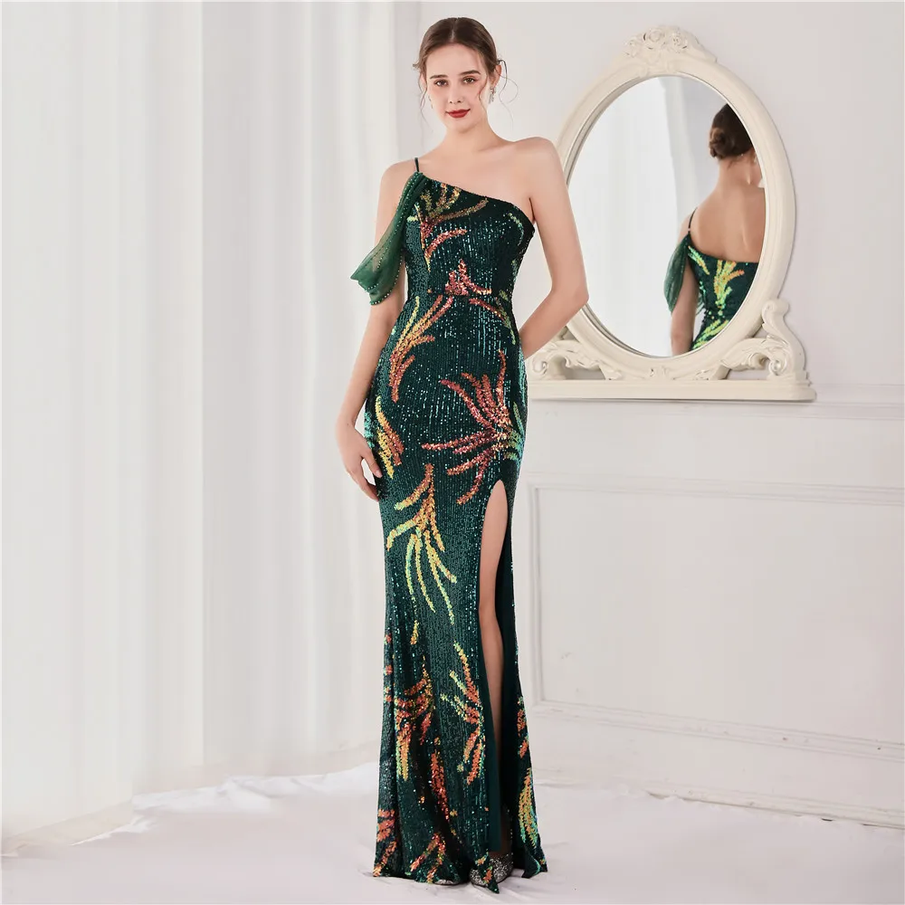 Women 2022 New Elegant One Shoulder Floor Length Evening Dress Sexy Hight Slit Sequin Flower Party Maxi Dress Vestidos
Women 2022 New Elegant One Shoulder Floor Length Evening Dress Sexy Hight Slit Sequin Flower Party Maxi Dress Vestidos