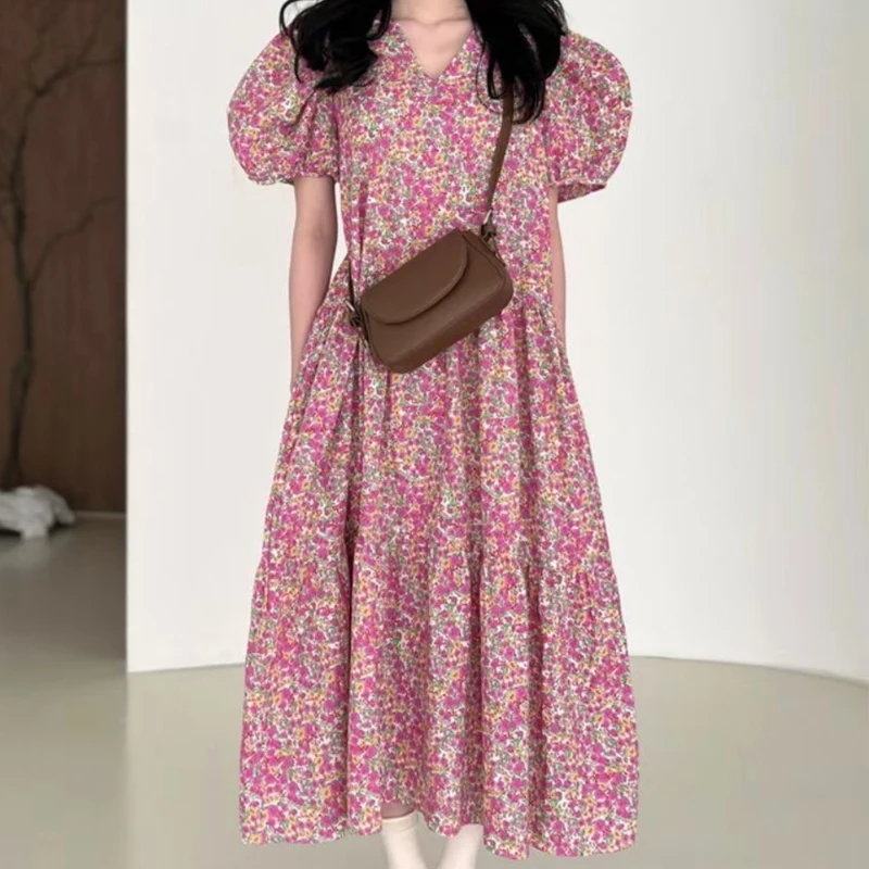 2023 Summer V-neck Puff Short Sleeve Floral Dress Korean Style Loose Dress Women Clothes Fashion Pink A-line Chiffon Dress 27238
2023 Summer V-neck Puff Short Sleeve Floral Dress Korean Style Loose Dress Women Clothes Fashion Pink A-line Chiffon Dress 27238