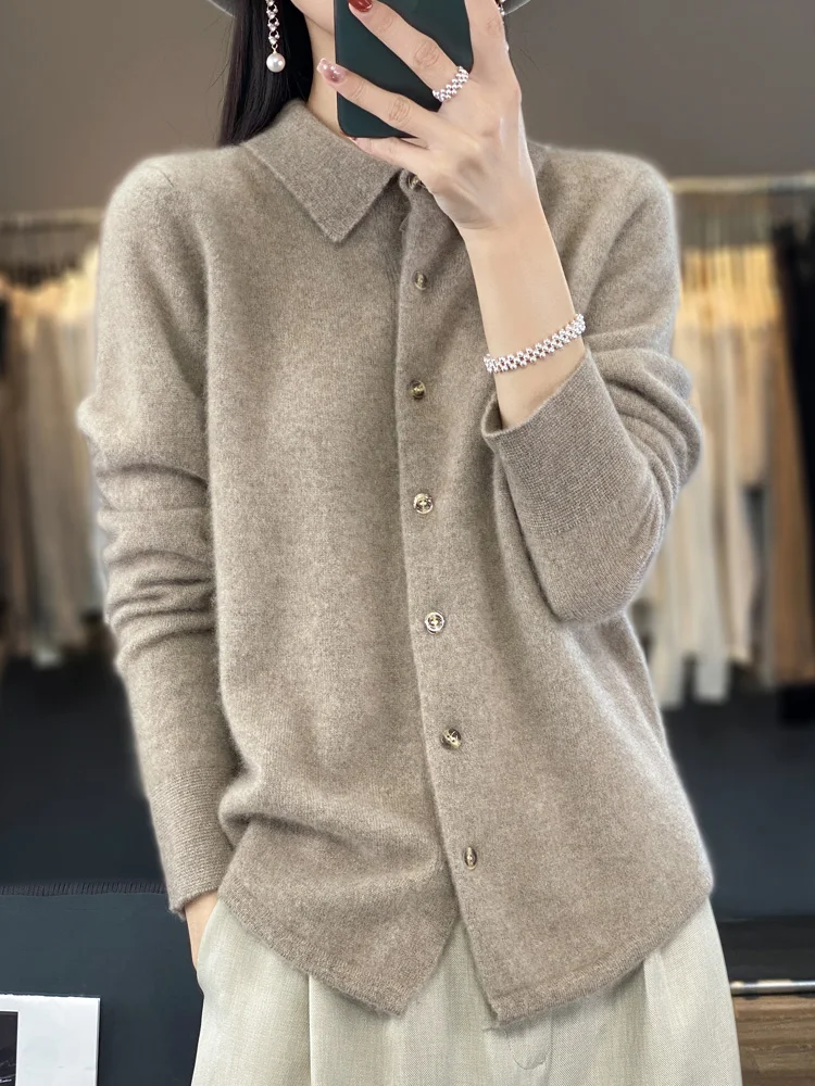 Aliselect Fashion High Qulity 100% Merino Wool Cashmere Women Knitted Sweater Polo Collar Long Sleeve Cardigan Top Shirt
Aliselect Fashion High Qulity 100% Merino Wool Cashmere Women Knitted Sweater Polo Collar Long Sleeve Cardigan Top Shirt