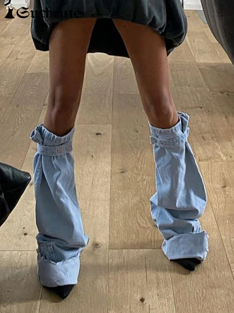 SUCHCUTE y2k Street Women Denim Trouser Legs Vintage Solid Button Bondage Leg Socks Blue Kpop Fashion Slim Boot Cuffs Leg 2000S
SUCHCUTE y2k Street Women Denim Trouser Legs Vintage Solid Button Bondage Leg Socks Blue Kpop Fashion Slim Boot Cuffs Leg 2000S