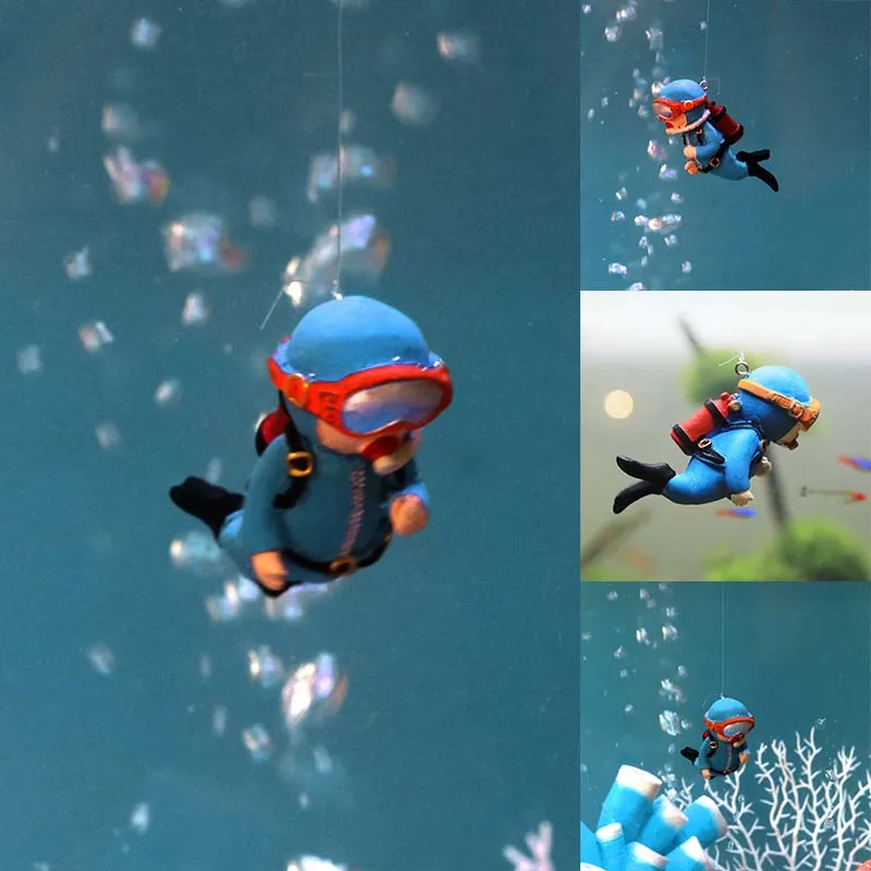 

Mini Resin Frogman Aquarium Ornaments Interesting Floating Decoration Simulated Kawaii Diver Fish Tank Aquarium Accessories