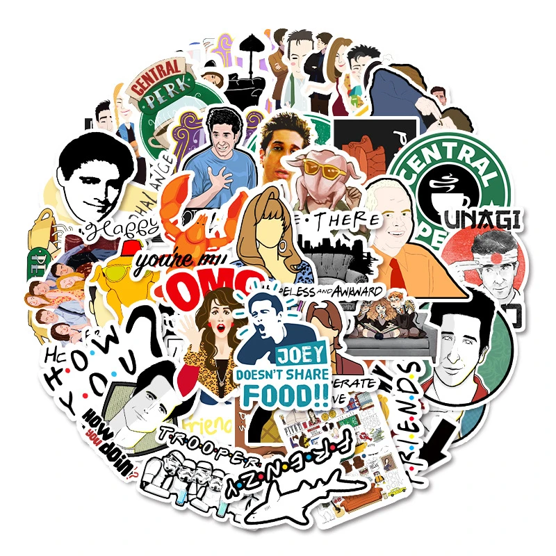 American TV Friends Stickers for Laptop Suitcase Stationery Waterproof Decals Album Graffiti Kids Toys Fans Gifts
American TV Friends Stickers for Laptop Suitcase Stationery Waterproof Decals Album Graffiti Kids Toys Fans Gifts