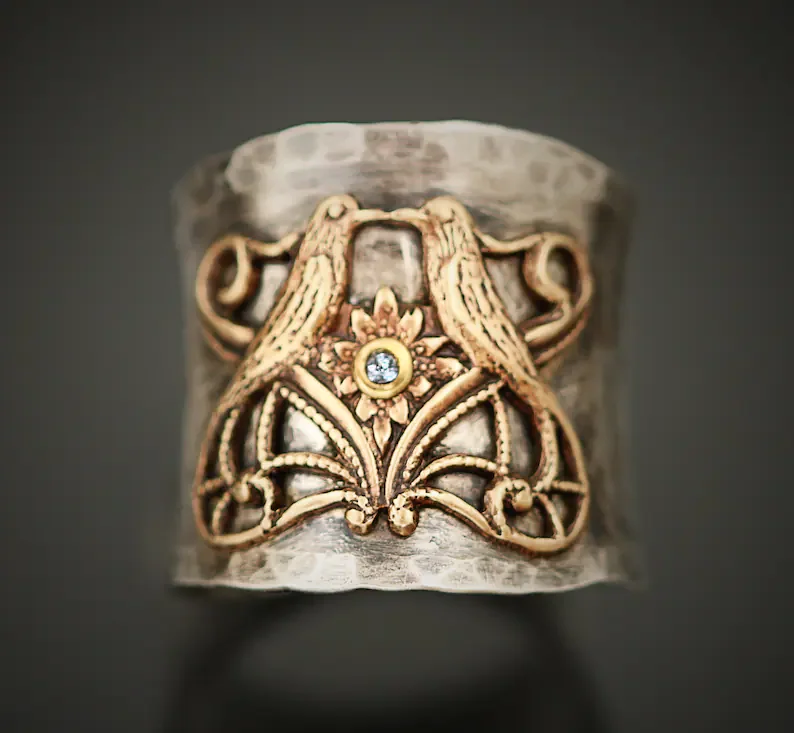 Wide Band Ring For Women Love Birds, Thumb Ring, Love Bird Ring, Birthstone Ring, Bird Gifts, Mothers Day Gift For Her
Wide Band Ring For Women Love Birds, Thumb Ring, Love Bird Ring, Birthstone Ring, Bird Gifts, Mothers Day Gift For Her