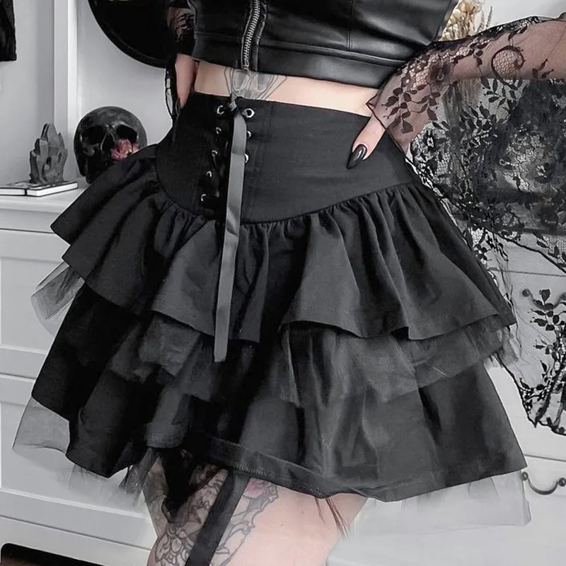 Gothic Punk Dark Black Skirts Women Harajuku Y2k Sexy Lace Up Mesh Skirt Vintage Streetwear Mall Goth High Waist Clubwear 90s
Gothic Punk Dark Black Skirts Women Harajuku Y2k Sexy Lace Up Mesh Skirt Vintage Streetwear Mall Goth High Waist Clubwear 90s