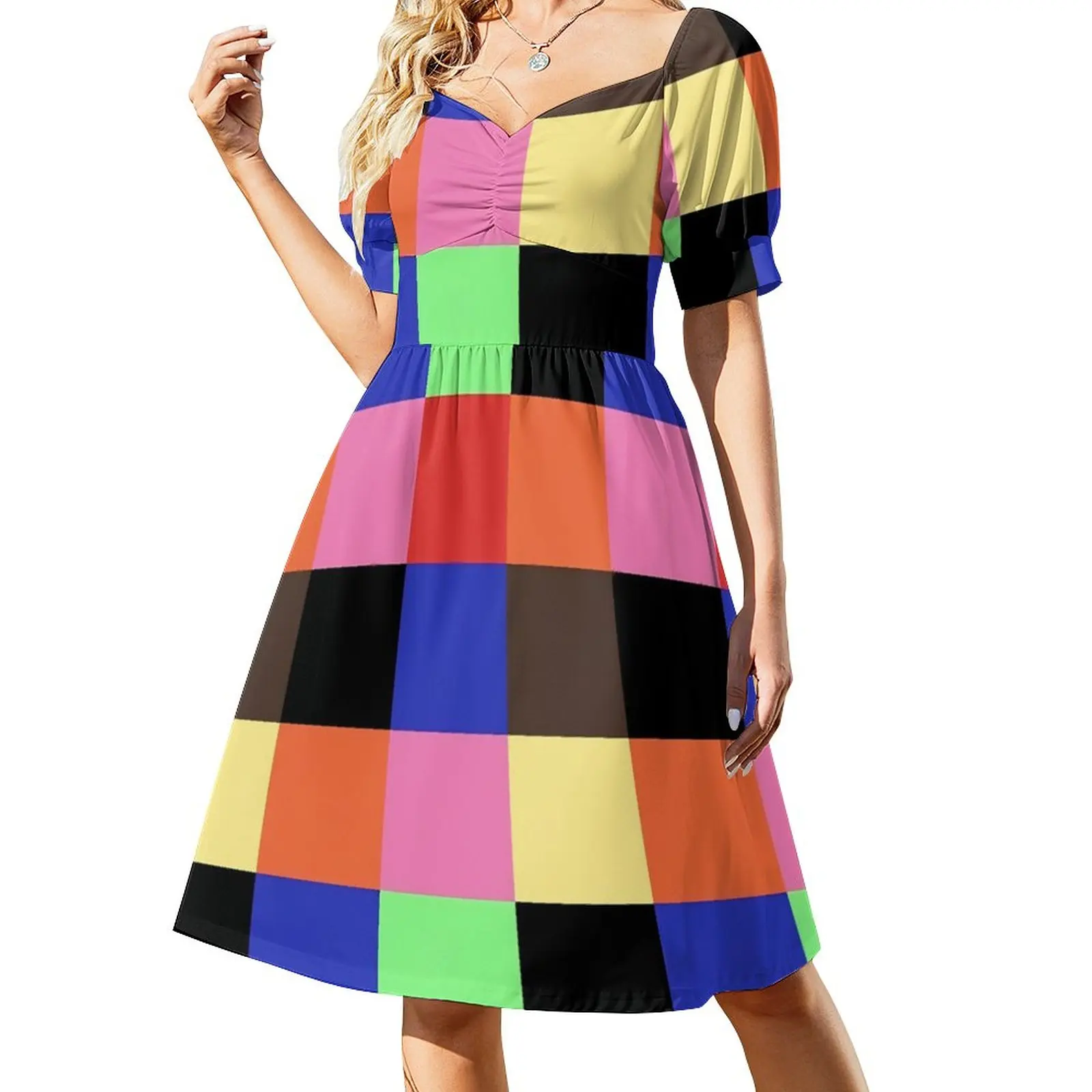 Colorblock Casual Dress Colorful Patchwork Stylish Dresses Kawaii Dress Ladies V Neck Oversize Vestidos
Colorblock Casual Dress Colorful Patchwork Stylish Dresses Kawaii Dress Ladies V Neck Oversize Vestidos