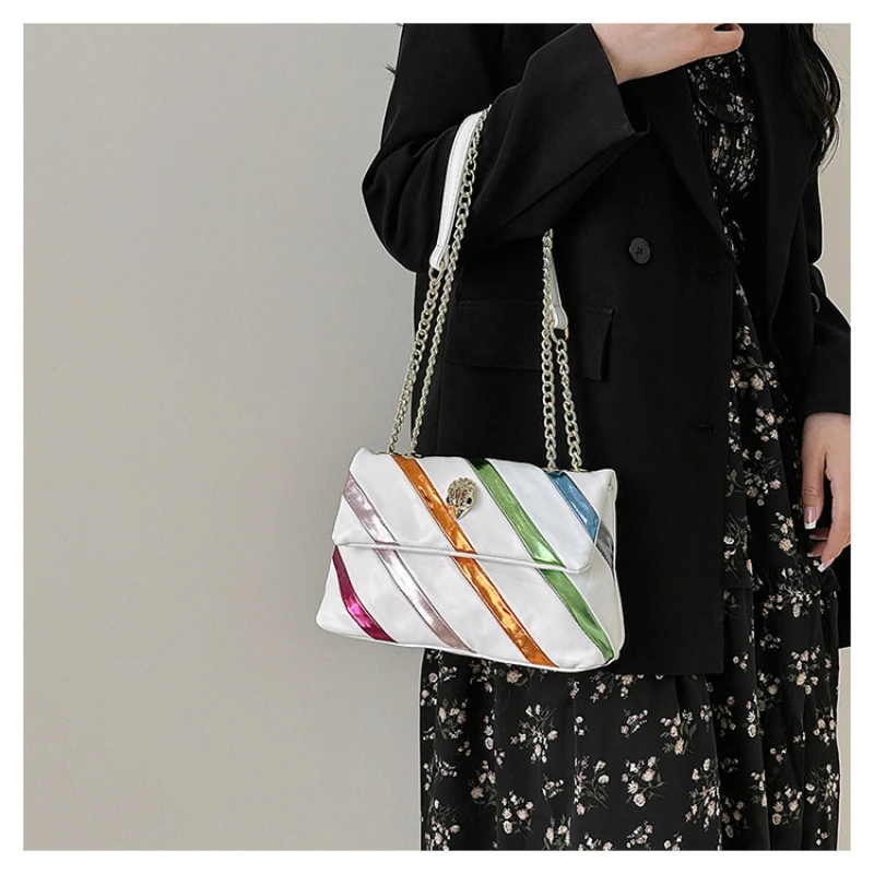 Eagle Icon Bird Head on Front Flap Jointing Rainbow Patchwork Women HandBags Purse Colorful Cross Body Bag UK Fashion Design
Eagle Icon Bird Head on Front Flap Jointing Rainbow Patchwork Women HandBags Purse Colorful Cross Body Bag UK Fashion Design