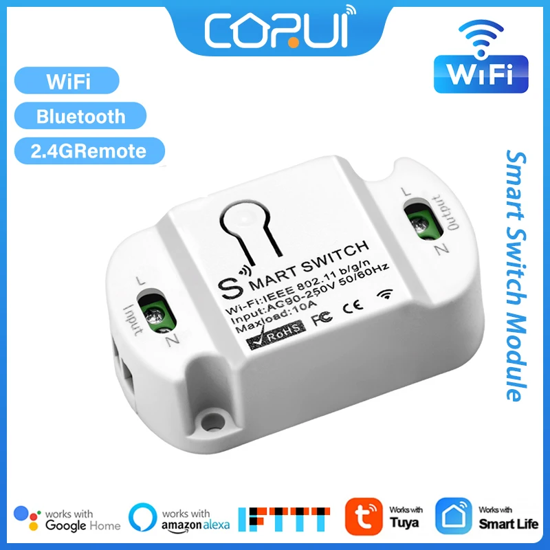 CoRui Mini WiFi + Bluetooth + 2.4G Remote Control Smart Switch Module Voice Control Alexa Google home Alice Work With eWeLink
CoRui Mini WiFi + Bluetooth + 2.4G Remote Control Smart Switch Module Voice Control Alexa Google home Alice Work With eWeLink