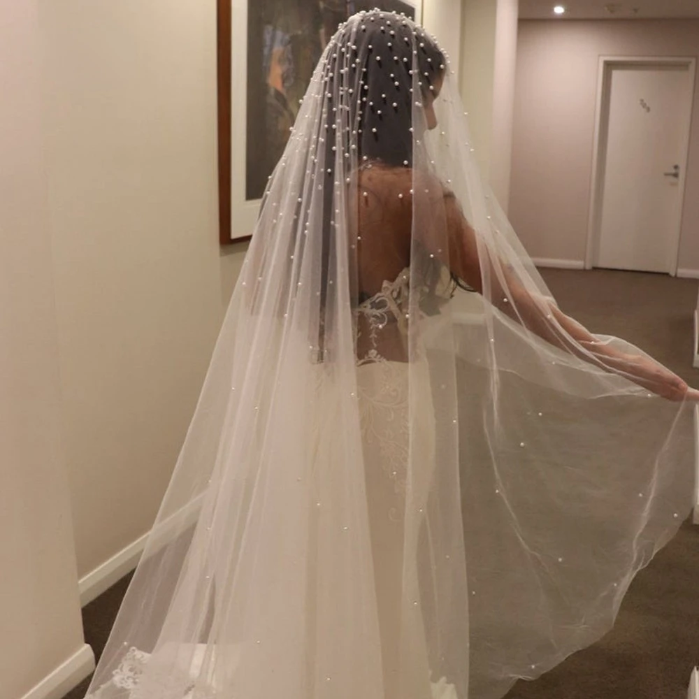 Pearls Wedding Veils No Comb - Handmade Beaded Wedding Accessories 160cm 300cm Cathedral Wedding Veil Luxury Elegant
Pearls Wedding Veils No Comb - Handmade Beaded Wedding Accessories 160cm 300cm Cathedral Wedding Veil Luxury Elegant