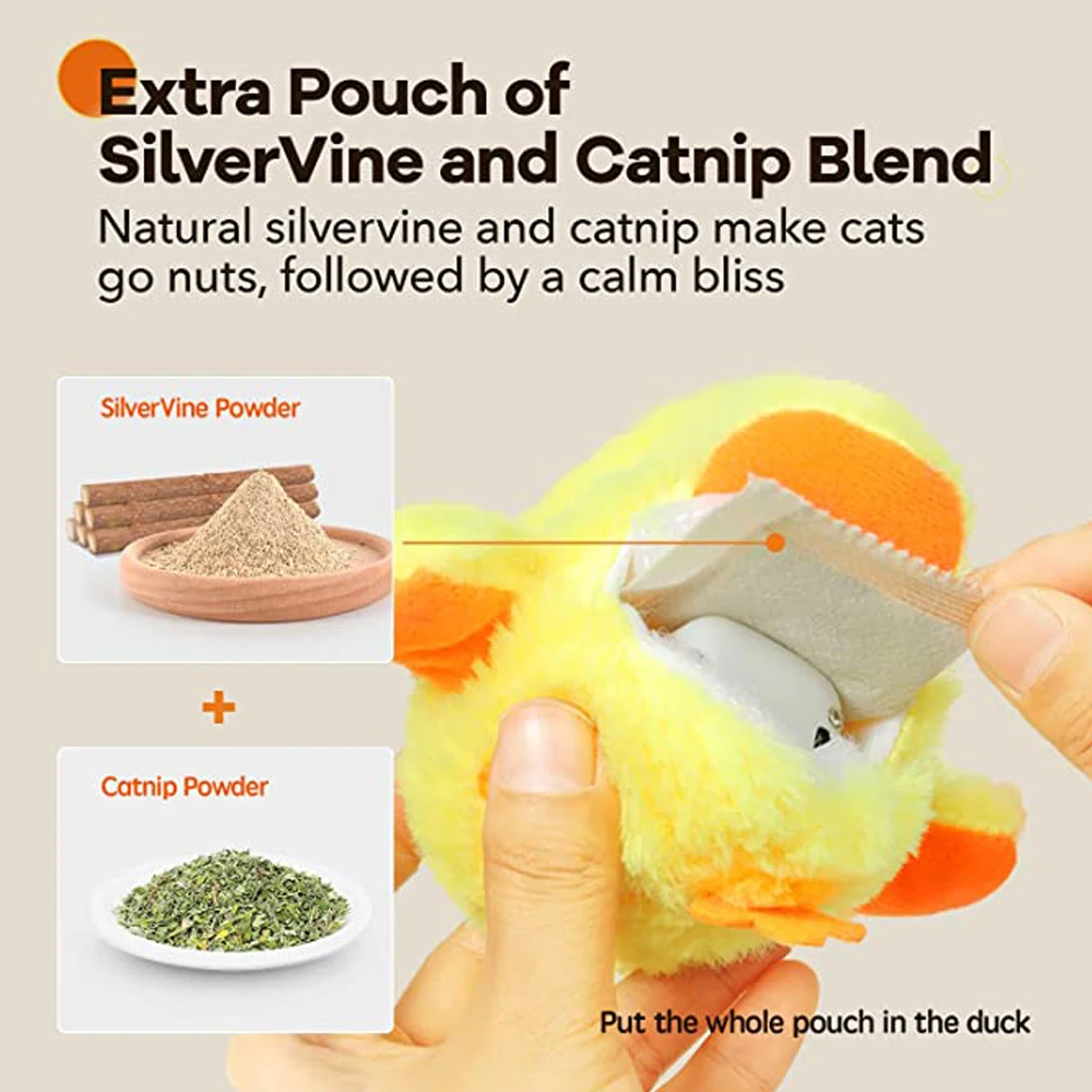 Rechargeable Flapping Duck Lifelike Quack Chirping Beating Wings Cat Kicker Toy Touch Activated Kitten Toy Plush Interactive
Rechargeable Flapping Duck Lifelike Quack Chirping Beating Wings Cat Kicker Toy Touch Activated Kitten Toy Plush Interactive