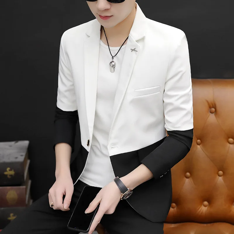 HOO 2022 Men's New Spring and Autumn Dual-Color Patchwork blazer Youth Slim Fit Leisure blazer
HOO 2022 Men's New Spring and Autumn Dual-Color Patchwork blazer Youth Slim Fit Leisure blazer