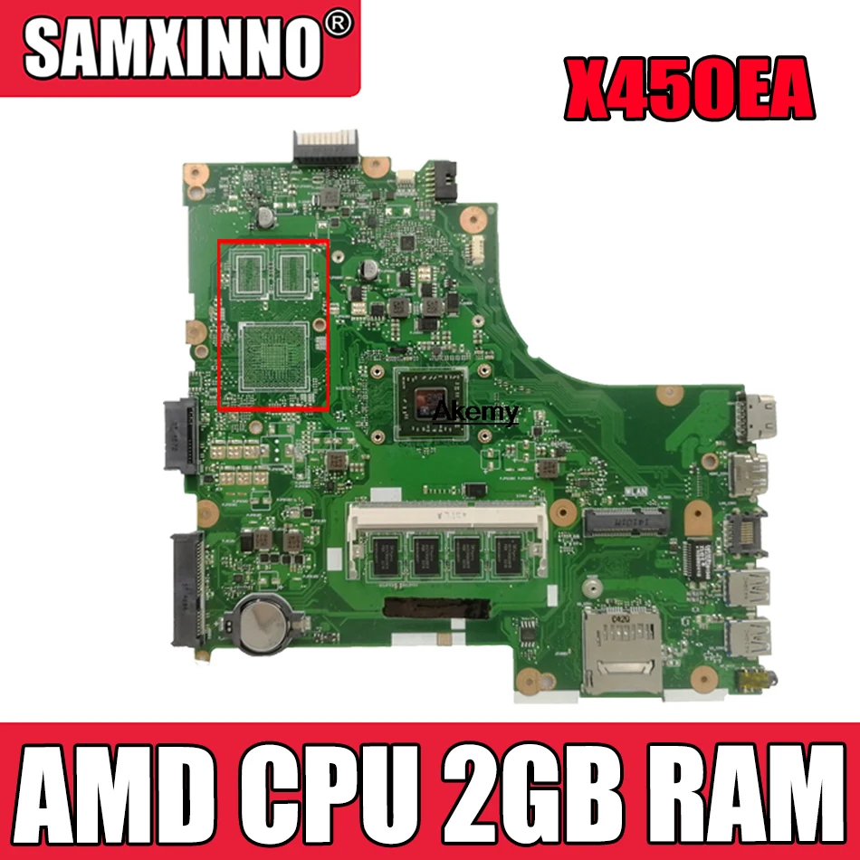 

Материнская плата X450EA с процессором AMD, 2 Гб ОЗУ, материнская плата REV 2,0 для Asus X450EA X450E X450EP X452EA X452E A452E, материнская плата ноутбука 100% протестиро...