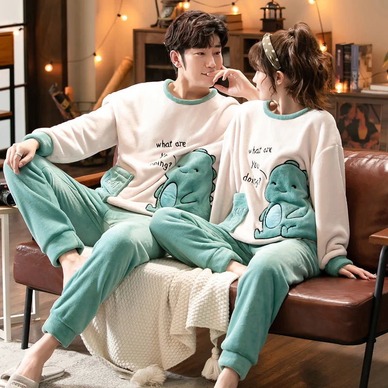 Coral velvet pajamas Women cartoons Casual winter thickened warmth lovers flannel suit Men's round neck pajamas pullover home cl
Coral velvet pajamas Women cartoons Casual winter thickened warmth lovers flannel suit Men's round neck pajamas pullover home cl