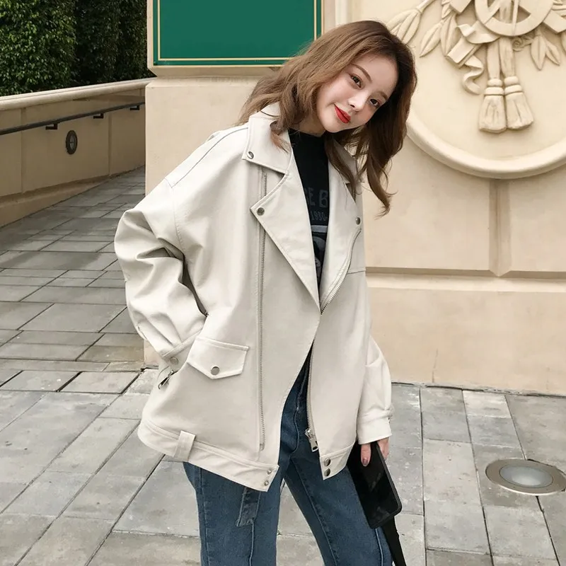 Faux Leather Jacket Women Casual PU Loose Motorcycle Jackets Female Streetwear Oversized Coat Korean Chic New Spring
Faux Leather Jacket Women Casual PU Loose Motorcycle Jackets Female Streetwear Oversized Coat Korean Chic New Spring
