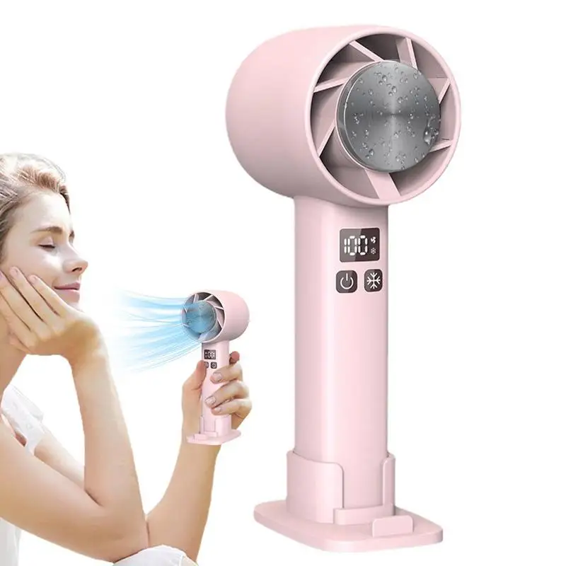 Portable Handheld Fan Noiseless USB Handheld Fan With Ice Cooling Mode 1800mAh Mini Cooling Fan 3 Speed With Digital Display 
Portable Handheld Fan Noiseless USB Handheld Fan With Ice Cooling Mode 1800mAh Mini Cooling Fan 3 Speed With Digital Display