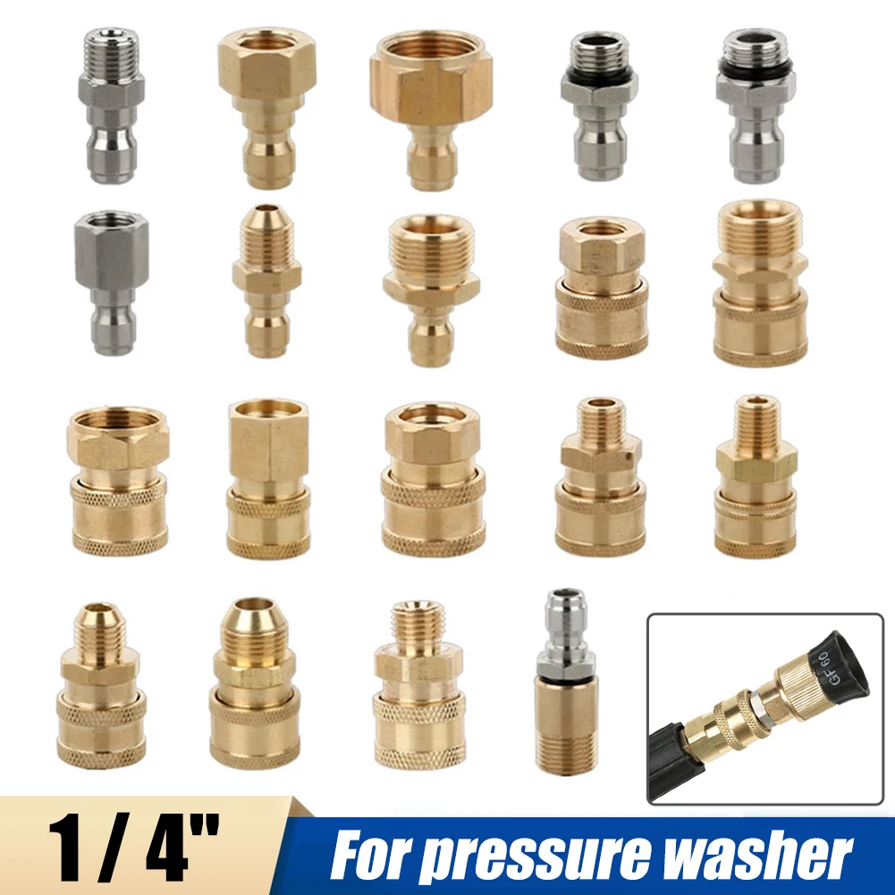 1/4 Quick Disconnect Pressure Washer Adapter Brass Connector Kit M14 M22 Male Female Coupler for Car Washing Garden Hose Tool
1/4 Quick Disconnect Pressure Washer Adapter Brass Connector Kit M14 M22 Male Female Coupler for Car Washing Garden Hose Tool