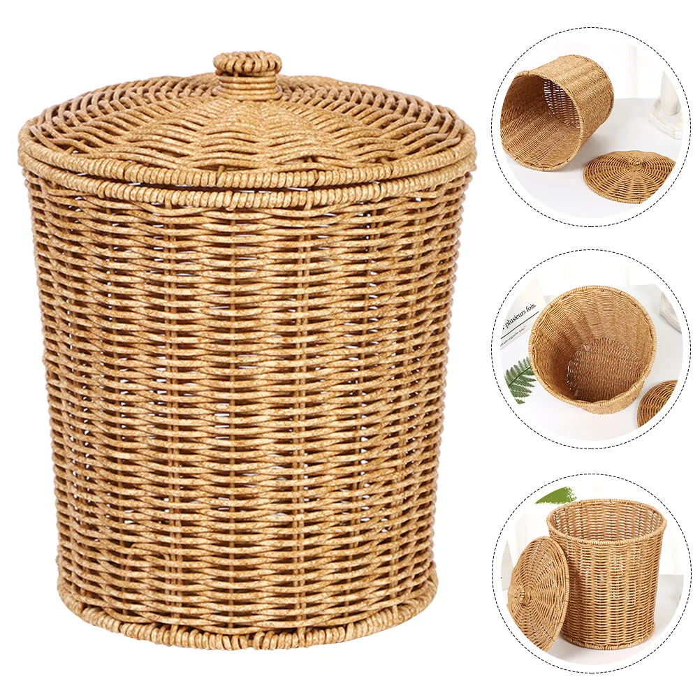 

Storage Basket Lid Small Toys Holder Plastic Dirty Clothes Rattan Sundries Multipurpose Pp Laundry Hamper Garbage Can