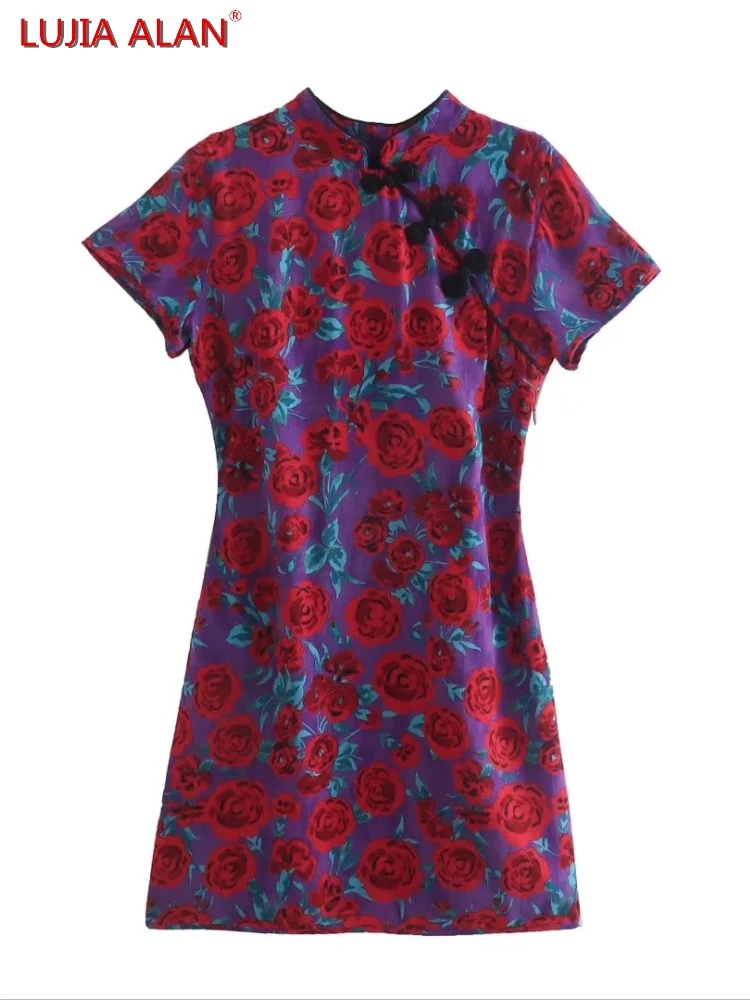 Women Flower Printing Button Design Slim Cheongsam Dress Summer Female Short Sleeve Mini Vestidos LUJIA ALAN D9509
Women Flower Printing Button Design Slim Cheongsam Dress Summer Female Short Sleeve Mini Vestidos LUJIA ALAN D9509