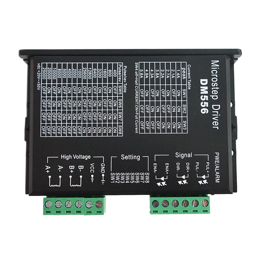 Nema23 42 DM556 stepper motor driver 256 subdivision 24-50VDC 4.5A 2-phase digital stepper motor driver for cnc machine
Nema23 42 DM556 stepper motor driver 256 subdivision 24-50VDC 4.5A 2-phase digital stepper motor driver for cnc machine