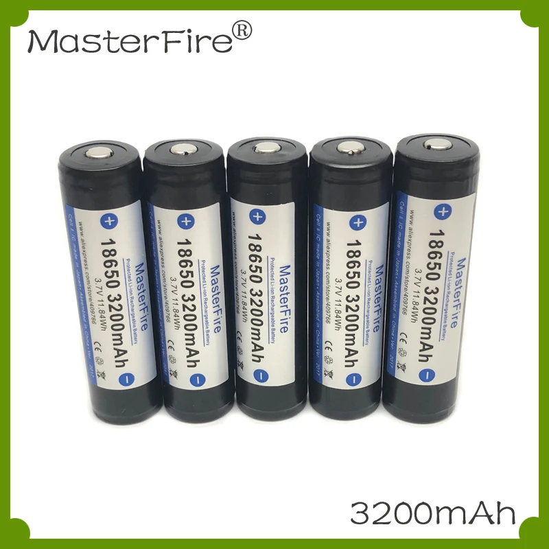 

MasterFire Original 18650 3200mah 3.7V 11.84Wh Rechargeable Lithium Battery Protected Batteries Cell with PCB Made in Japan
