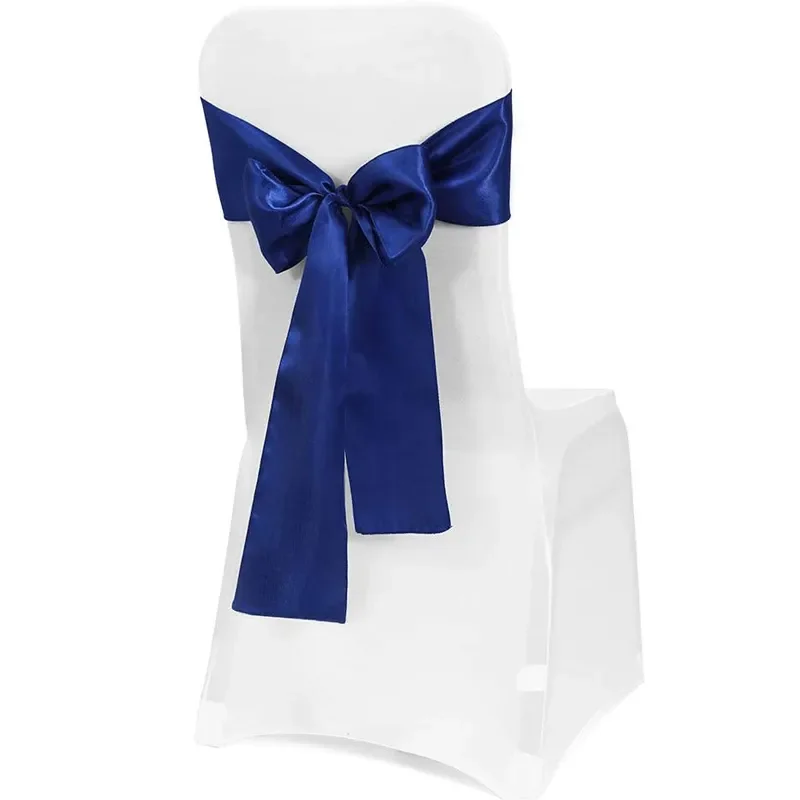 

50pcs Satin Chair Bow Sashes Wedding Chair Knots Ribbon Butterfly Ties For Party Event Hotel Banquet Exhibition Home Decoration