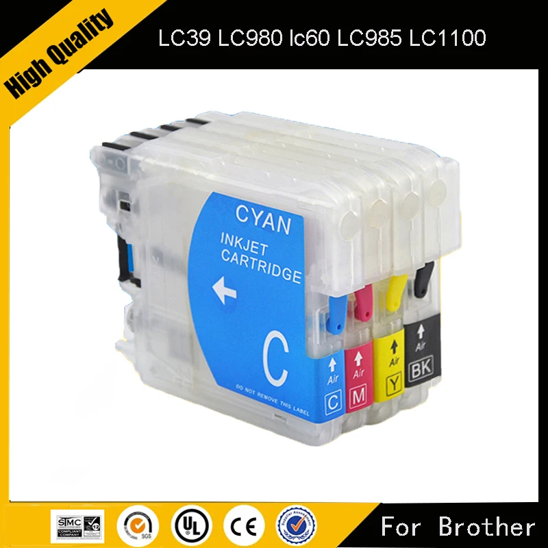 

Пустой пополняемый картридж для принтера Brother LC39 LC980 lc60 LC985 LC1100, DCP J125 J315W J515W MFC J415W J615 J615W