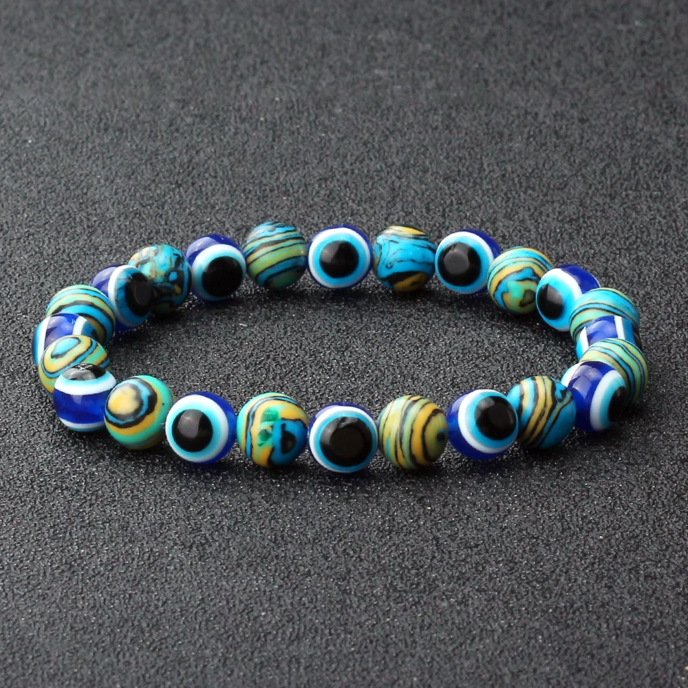 Fashion Men Beaded Bracelets 8mm Natural Malachite Stone With Turkish Lucky Evil Eye Bracelets For Women Men Yoga Prayer Jewelry
Fashion Men Beaded Bracelets 8mm Natural Malachite Stone With Turkish Lucky Evil Eye Bracelets For Women Men Yoga Prayer Jewelry
