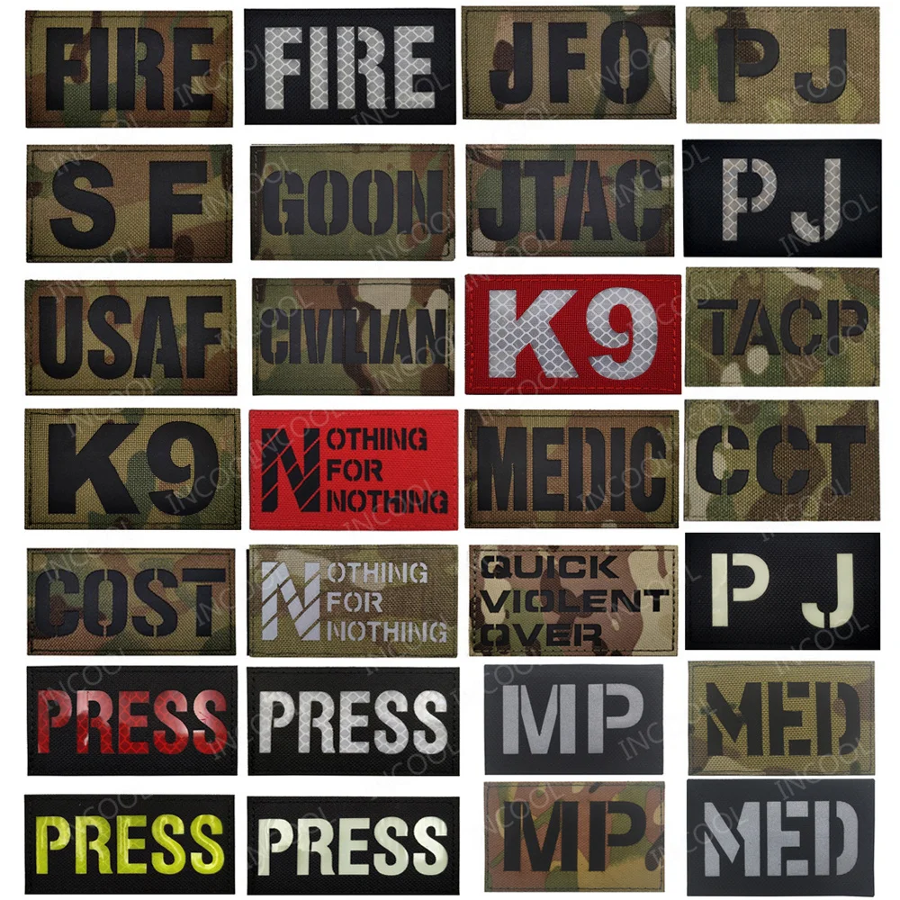 IR Reflective Patch K9 FIRE MEDIC PRESS MED PJ Combat Emblem Tactical Military Infrared Patches Biker Armband Badge For Clothing
IR Reflective Patch K9 FIRE MEDIC PRESS MED PJ Combat Emblem Tactical Military Infrared Patches Biker Armband Badge For Clothing