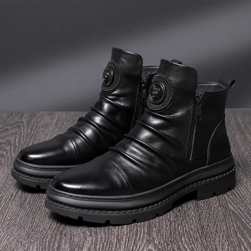 Martin Boots Men Fleece Warmth High Quality Cowhide High Top Boots Fashion Black Soft Breathable Outdoor Casual Man Snow Boots
Martin Boots Men Fleece Warmth High Quality Cowhide High Top Boots Fashion Black Soft Breathable Outdoor Casual Man Snow Boots