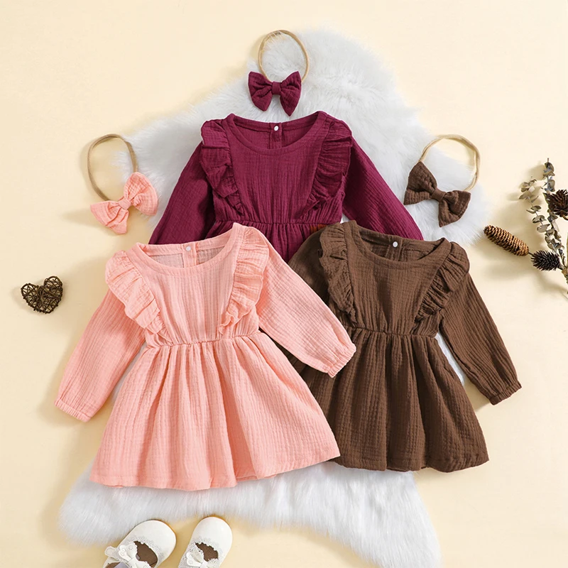 Toddler Girls Dress 2 Pieces Outfits Solid Color Ruffle Long Sleeve A-Line Dress and Headband for Party Cute Fall Clothes
Toddler Girls Dress 2 Pieces Outfits Solid Color Ruffle Long Sleeve A-Line Dress and Headband for Party Cute Fall Clothes