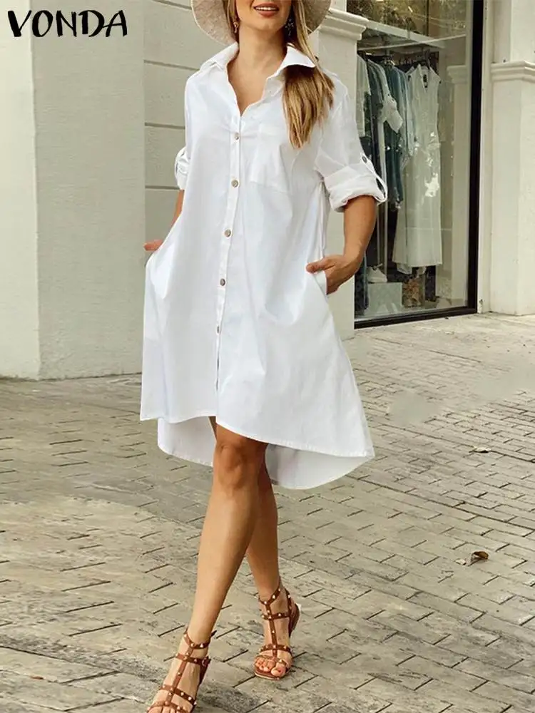 VONDA Summer Midi Dress 2022 Summer Shirt Dress Casual Long Sleeve Lapel Neck Sundress Femme Sexy Robe Loose Party Vestido
VONDA Summer Midi Dress 2022 Summer Shirt Dress Casual Long Sleeve Lapel Neck Sundress Femme Sexy Robe Loose Party Vestido