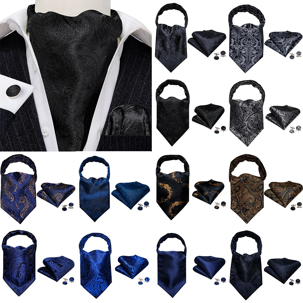 Black Men Silk Ascoat Tie Luxury Jacquard Male Cravat High Quality Pocket Square Cufflinks Sets Gifts Party Business Barry.Wang
Black Men Silk Ascoat Tie Luxury Jacquard Male Cravat High Quality Pocket Square Cufflinks Sets Gifts Party Business Barry.Wang