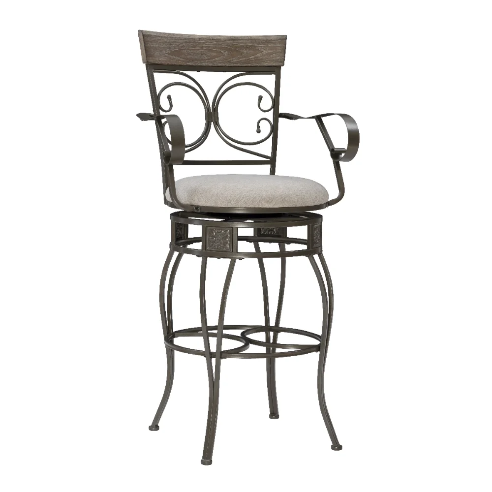 Big & Tall 30.75" Metal Ornate Back Bar Stool with Swivel and Arms, Graywash with Light Gray
Big & Tall 30.75" Metal Ornate Back Bar Stool with Swivel and Arms, Graywash with Light Gray