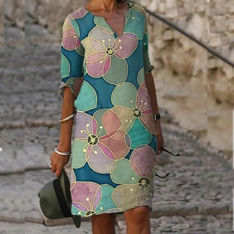 Women Elegant Floral Print Dress Summer New Half Sleeve Knee-length Casual Office Beach Dresses Vestidos Robe Femme Ropa Mujer
Women Elegant Floral Print Dress Summer New Half Sleeve Knee-length Casual Office Beach Dresses Vestidos Robe Femme Ropa Mujer