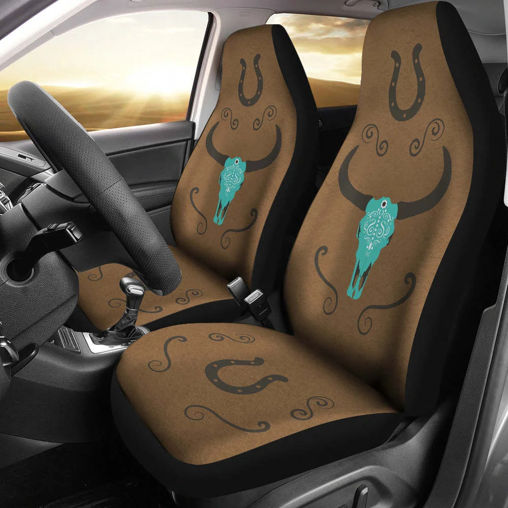 Turquoise Boho Cow Skull on Faux Brown Suede Car Seat Covers,Pack of 2 Universal Front Seat Protective Cover
Turquoise Boho Cow Skull on Faux Brown Suede Car Seat Covers,Pack of 2 Universal Front Seat Protective Cover