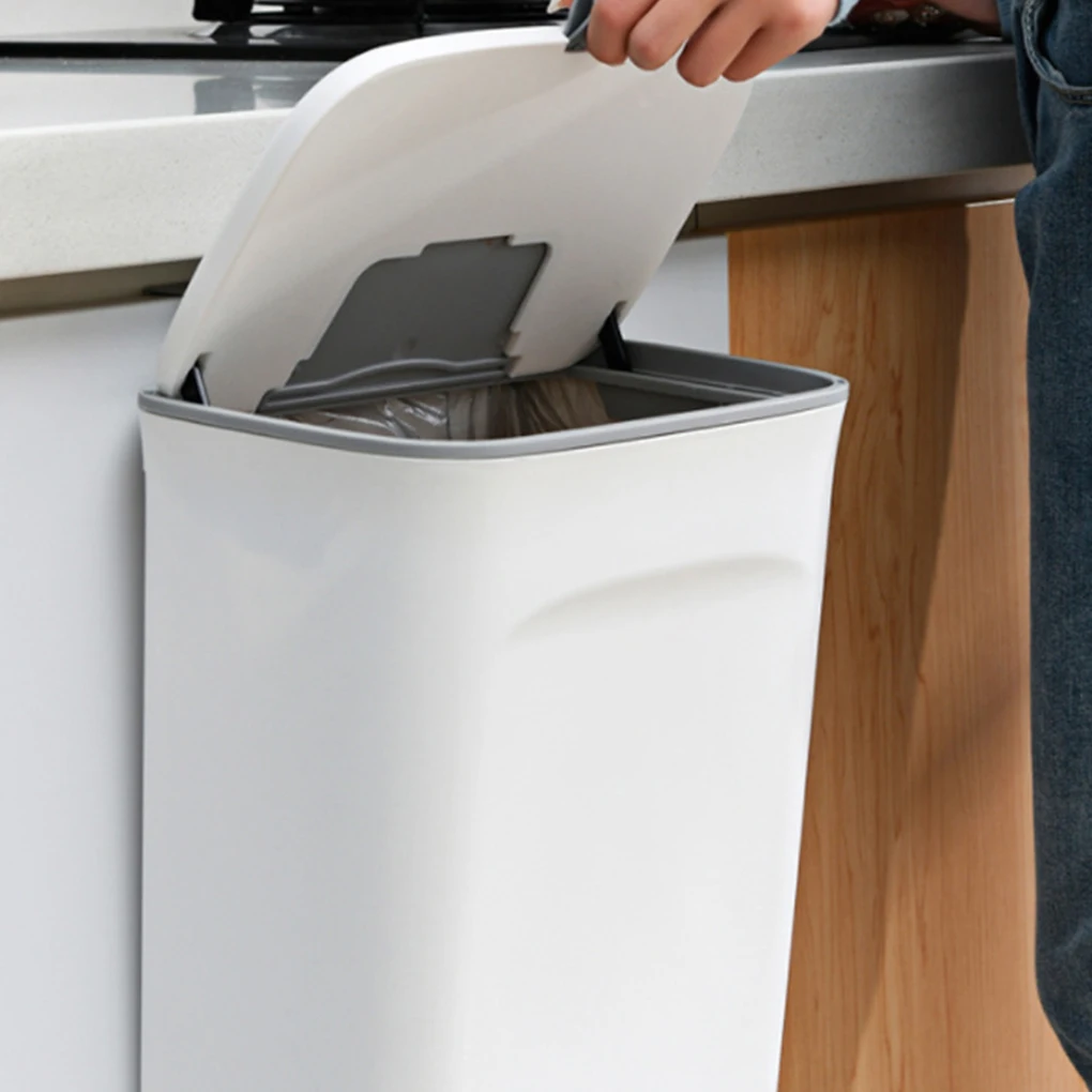

Hanging Doors Trash Bin U-shaped Card Slot Convenient And Space-saving Two Cover Opening Methods