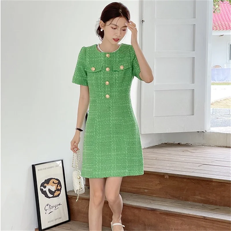 Женское твидовое платье на пуговицах, зеленое кашемировое мини-платье с коротким рукавом и круглым вырезом, праздничное платье во французском стиле, F164, на лето
Женское твидовое платье на пуговицах, зеленое кашемировое мини-платье с коротким рукавом и круглым вырезом, праздничное платье во французском стиле, F164, на лето