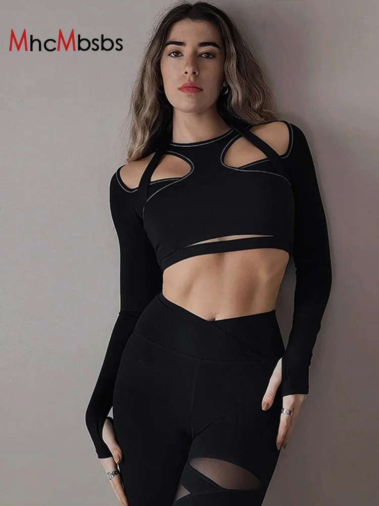 Кроп-топ женский с длинным рукавом, пикантная повседневная черная футболка с вырезами, укороченный корсет, эстетический Топ, Y2K
Кроп-топ женский с длинным рукавом, пикантная повседневная черная футболка с вырезами, укороченный корсет, эстетический Топ, Y2K