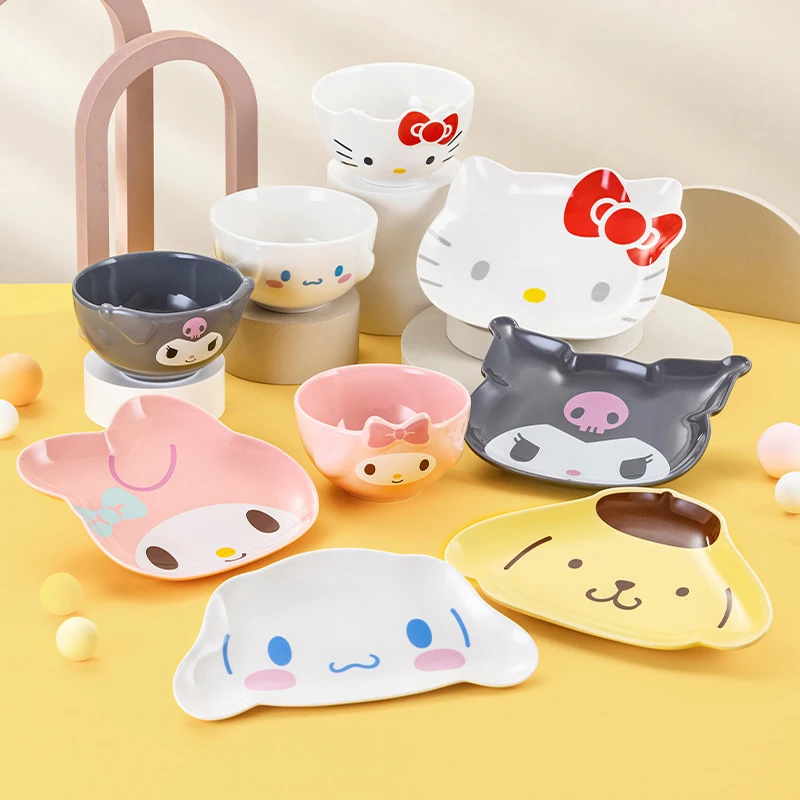 Sanrios Cartoon Kawaii Kt Cat Cinnamoroll Ceramic Bowl Plate Set Kuromi Melody Creative Tableware Household Microwave Heating
Sanrios Cartoon Kawaii Kt Cat Cinnamoroll Ceramic Bowl Plate Set Kuromi Melody Creative Tableware Household Microwave Heating