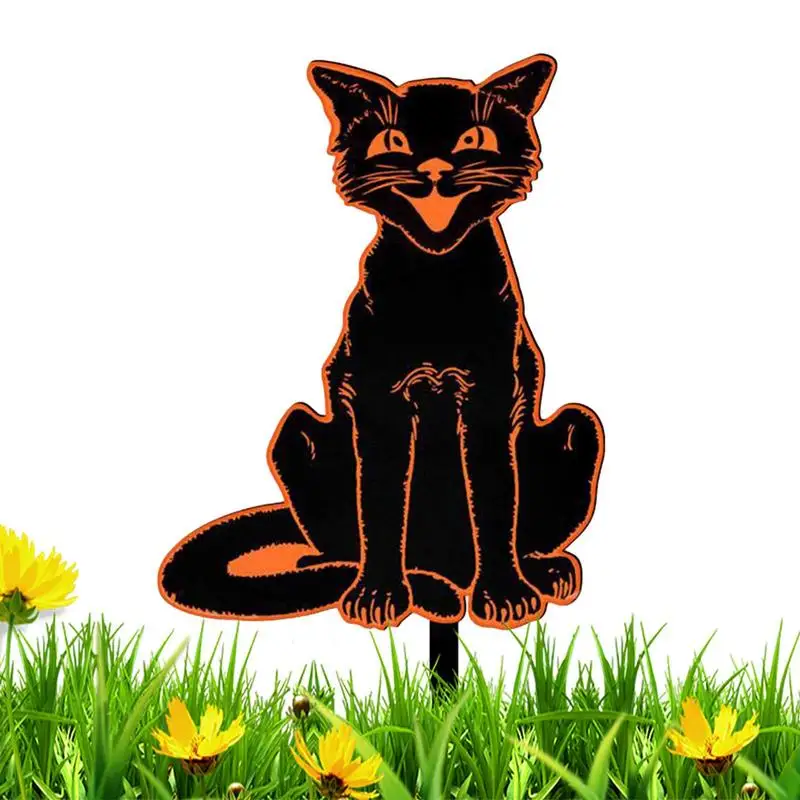 

Декор на колышке в виде черной кошки, акриловое украшение для сада, водонепроницаемое уличное украшение для сада, черное искусственное украшение