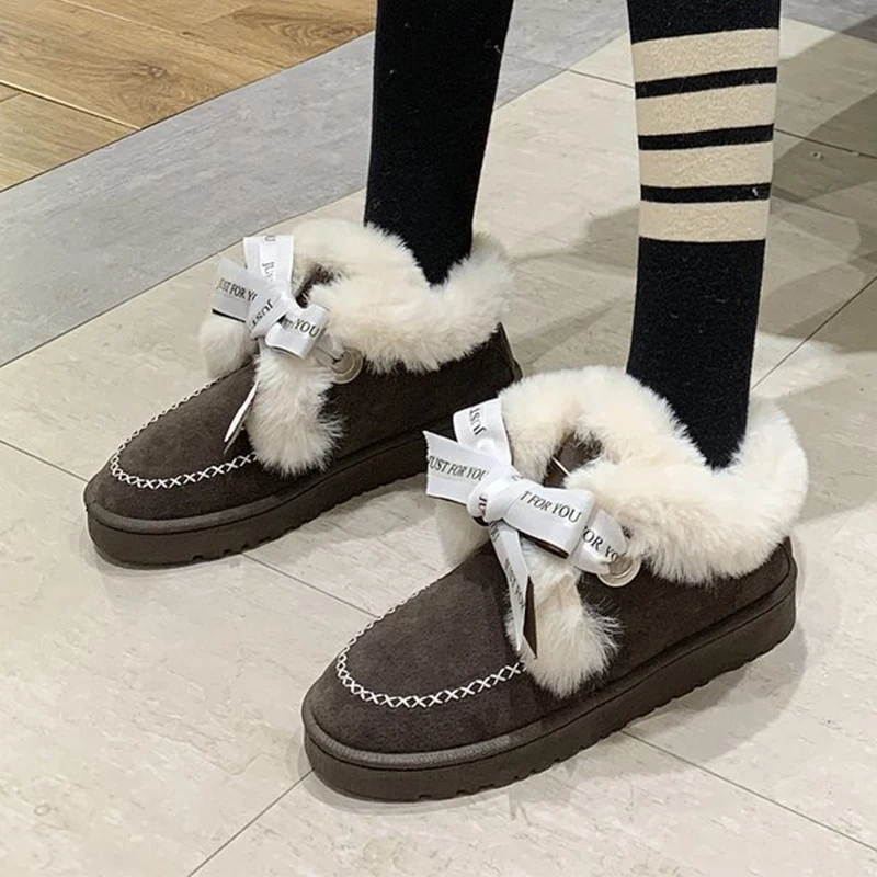 Fur Suede Ankle Flats Women Snow Boots Platform Bow Short Plush Warm Shoes 2024 Winter New Trend Casual Cozy Walking Botas Mujer
Fur Suede Ankle Flats Women Snow Boots Platform Bow Short Plush Warm Shoes 2024 Winter New Trend Casual Cozy Walking Botas Mujer